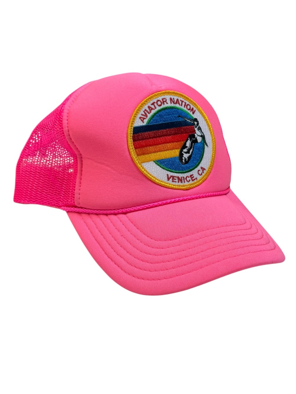 Aviator Nation Signature Venice, CA Mesh Trucker Hat Cap Neon Pink Adjustable
